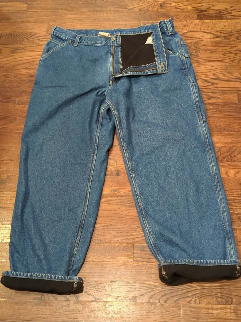 Carhartt B200 DST Dungaree Fit Flannel Lined Jeans Size 40x30 (38x30)